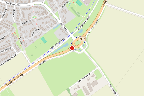 Brandweer-melding op Kraaijensteinweg, Burgh-Haamstede op 28 juni, kaart-overzicht