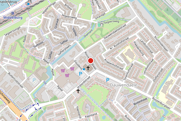 Brandweer-melding op Roozenburglaan, Middelburg op 1 juli, kaart-overzicht