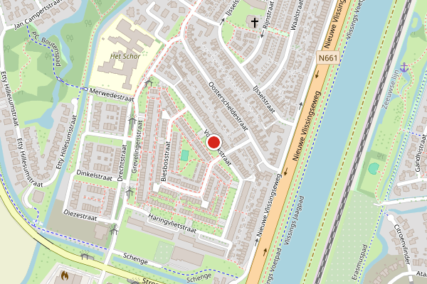 Brandweer-melding op Volkerakstraat, Middelburg op 1 juli, kaart-overzicht