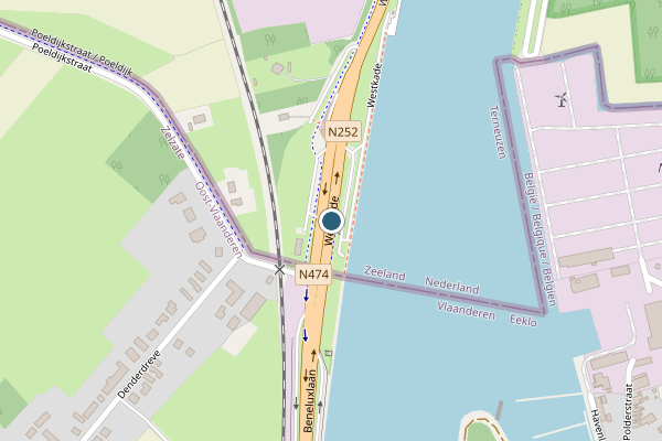 Politie-melding op Westkade, Sas van Gent op 1 juli, kaart-overzicht