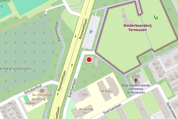 Brandweer-melding op Evertsenlaan, Terneuzen op 3 juli, kaart-overzicht