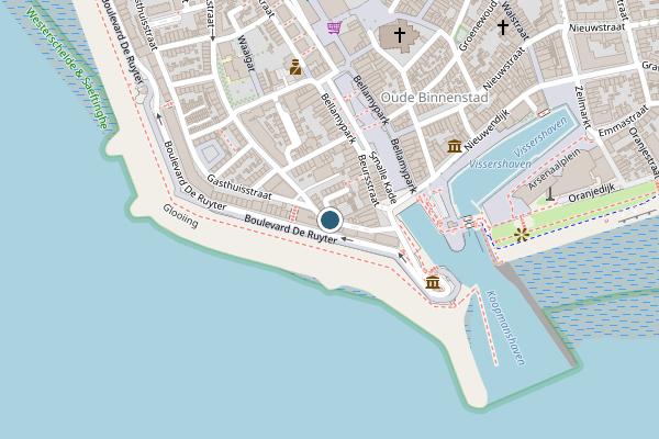 Politie-melding op Noordzee, Vlissingen op 4 juli, kaart-overzicht