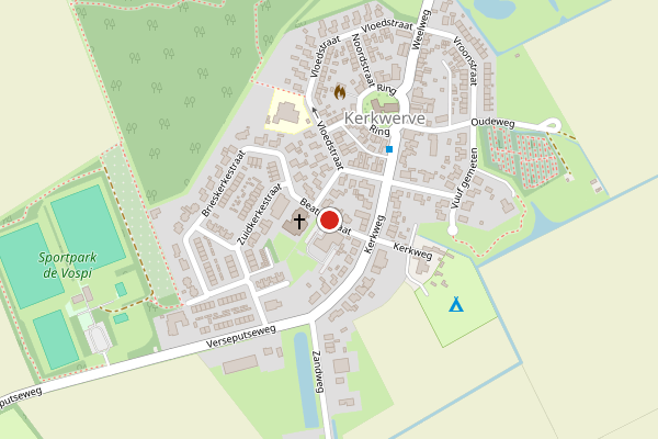 Brandweer-melding op Beatrixstraat, Kerkwerve op 4 juli, kaart-overzicht