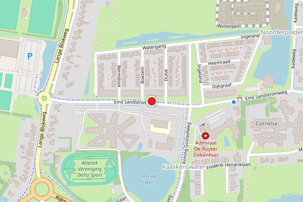Brandweer-melding op Emil Sandströmweg, Zierikzee op 5 juli, kaart-overzicht
