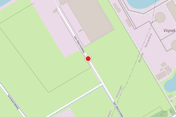 Brandweer-melding op San Marinoweg, Ritthem op 6 juli, kaart-overzicht