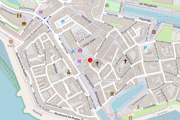 Brandweer-melding op Oude Markt, Vlissingen op 6 juli, kaart-overzicht