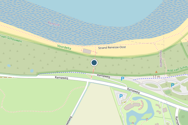 Politie-melding op Strand Renesse-Oost, Noordwelle op 6 juli, kaart-overzicht