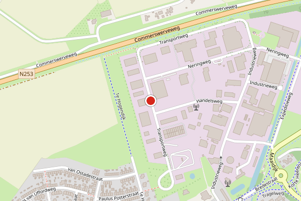 Brandweer-melding op Transportweg, Oostburg op 7 juli, kaart-overzicht