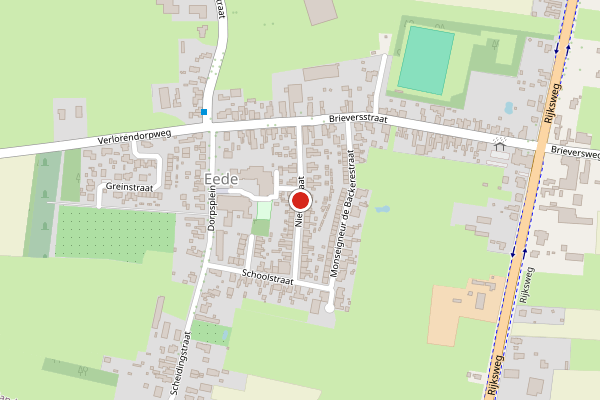 Brandweer-melding op Nieuwstraat, Eede op 9 juli, kaart-overzicht