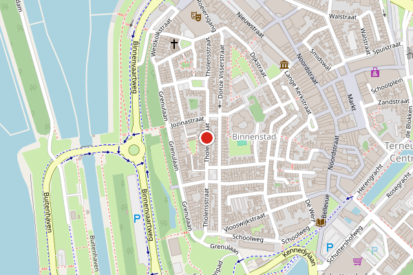 Brandweer-melding op Tholensstraat, Terneuzen op 9 juli, kaart-overzicht