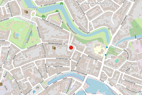 Brandweer-melding op Oostkerkplein, Middelburg op 10 juli, kaart-overzicht
