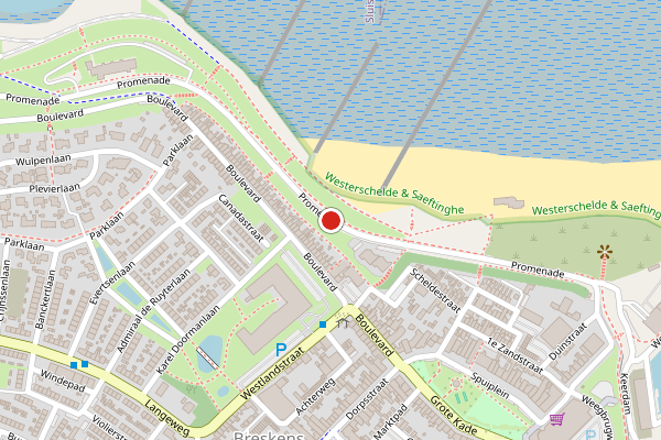 Brandweer + Politie samen ter plaatse op Promenade, Breskens op 11 juli, kaart-overzicht nieuws-bericht