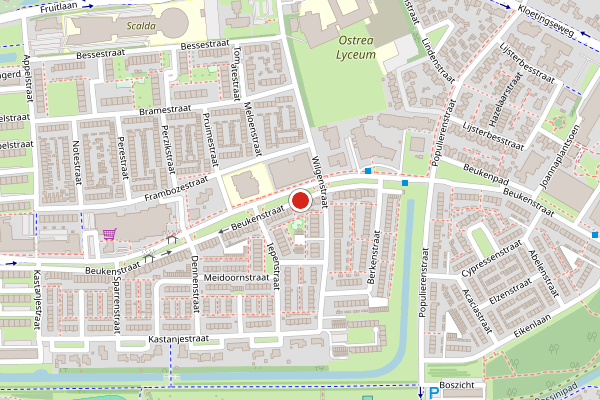 Brandweer-melding op Beukenstraat, Goes op 13 juli, kaart-overzicht
