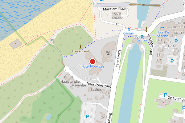 Brandweer-melding op Noordzeestraat, Cadzand op 13 juli, kaart-overzicht