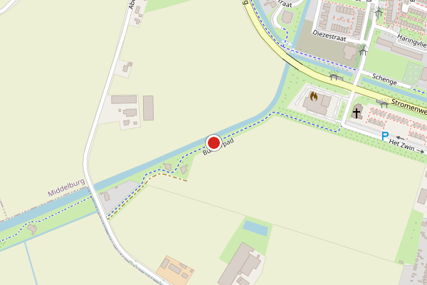 Brandweer-melding op Bunkerpad, Middelburg op 15 juli, kaart-overzicht