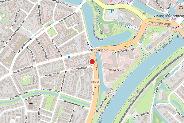 Brandweer-melding op Nieuwe Vlissingseweg, Middelburg op 15 juli, kaart-overzicht