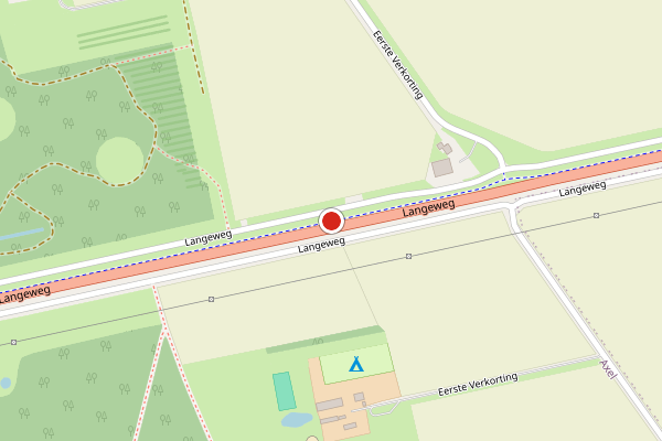 Brandweer-melding op Langeweg, Axel op 15 juli, kaart-overzicht