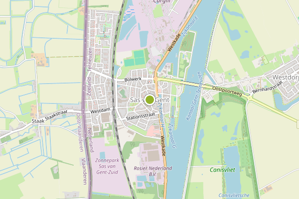 Ambulance-melding op Sas van Gent op 16 juli, kaart-overzicht