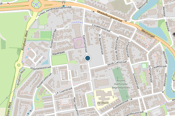 Politie-melding op Evertsenstraat, Goes op 17 juli, kaart-overzicht