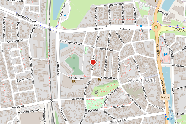 Brandweer-melding op Calandstraat, Sas van Gent op 18 juli, kaart-overzicht