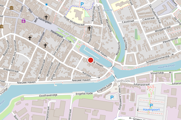 Brandweer-melding op Oude Haven, Zierikzee op 19 juli, kaart-overzicht