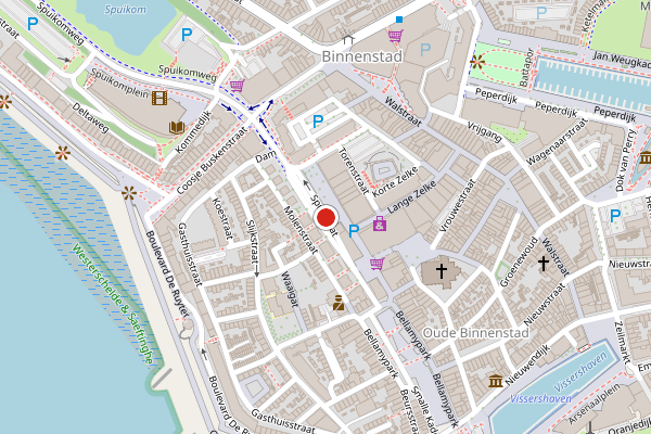 Brandweer-melding op Spuistraat, Vlissingen op 20 juli, kaart-overzicht