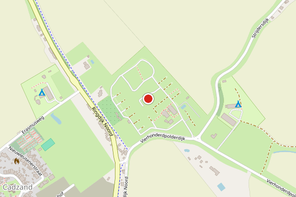 Brandweer-melding op Vierhonderdpolderdijk, Cadzand op 21 juli, kaart-overzicht