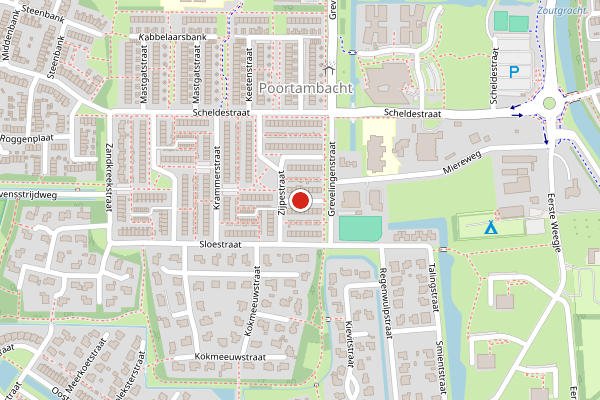 Brandweer-melding op Hammenstraat, Zierikzee op 22 juli, kaart-overzicht