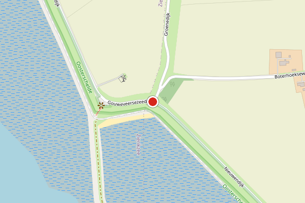 Brandweer-melding op Gouwe Veerse Zeedijk, Ouwerkerk op 23 juli, kaart-overzicht