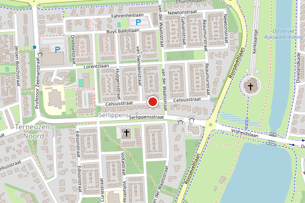 Brandweer-melding op Celsiusstraat, Terneuzen op 25 juli, kaart-overzicht