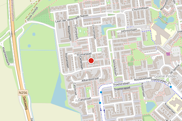 Brandweer-melding op Carterlaan, Goes op 27 juli, kaart-overzicht