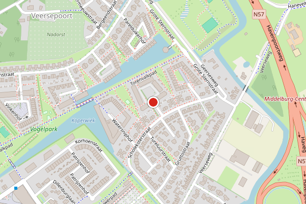 Brandweer-melding op Kievithof, Middelburg op 28 juli, kaart-overzicht