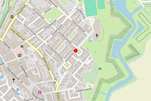 Brandweer-melding op Kloosterstraat, Sluis op 29 juli, kaart-overzicht