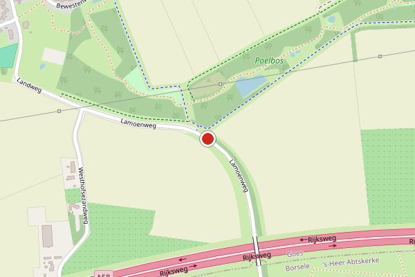 Brandweer-melding op Lamoenweg, 's-Heer Arendskerke op 2 augustus, kaart-overzicht