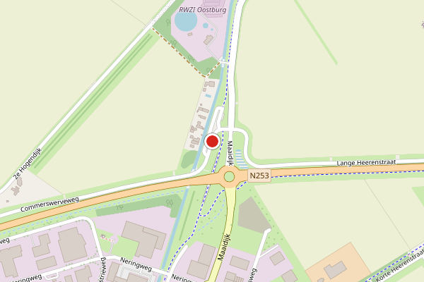 Brandweer-melding op Commerswerveweg, Oostburg op 4 augustus, kaart-overzicht