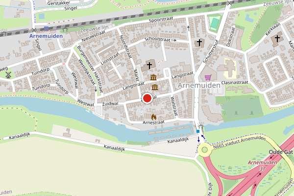 Brandweer-melding op Zuidwal, Arnemuiden op 5 augustus, kaart-overzicht