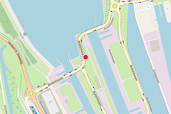 Brandweer-melding op Buitenhaven, Terneuzen op 7 augustus, kaart-overzicht