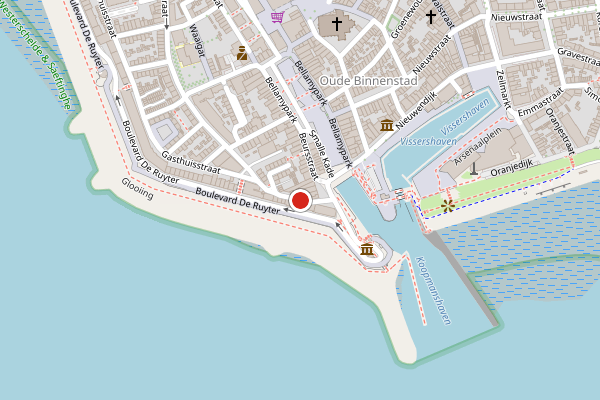 Brandweer-melding op Noordzee, Vlissingen op 4 juni, kaart-overzicht