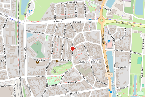 Brandweer-melding op Kloosterlaan, Sas van Gent op 11 juni, kaart-overzicht