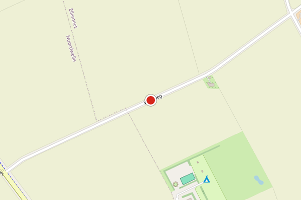 Brandweer-melding op Weelweg, Ellemeet op 14 juni, kaart-overzicht