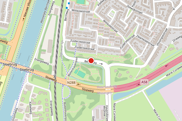 Brandweer-melding op Oostelijke Bermweg, Vlissingen op 15 juni, kaart-overzicht