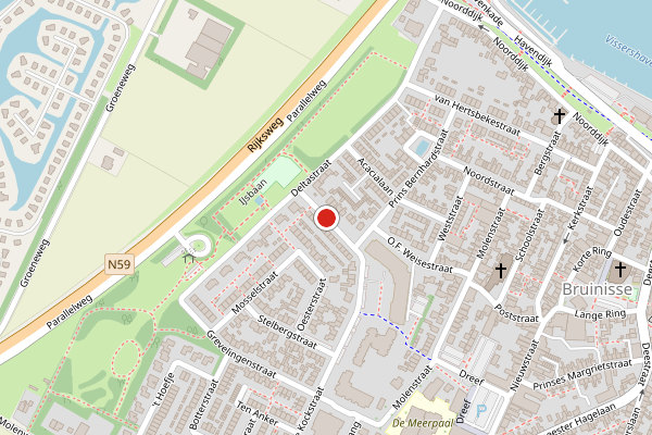 Brandweer-melding op Dokter de Kockstraat, Bruinisse op 19 juni, kaart-overzicht