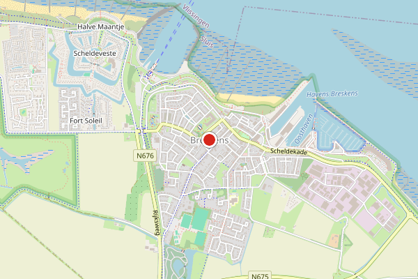 Brandweer-melding op Oesterput Boulevard, Breskens op 20 juni, kaart-overzicht