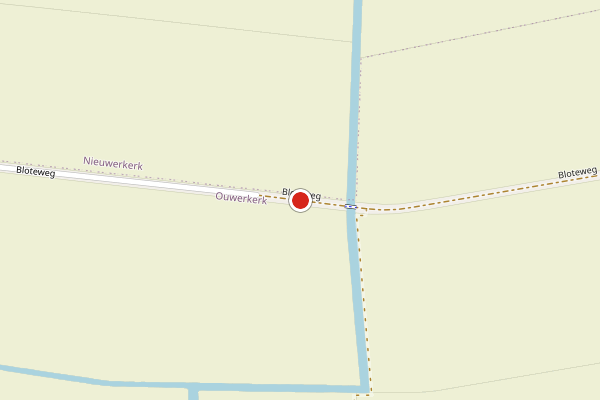Brandweer-melding op Bloteweg, Ouwerkerk op 21 juni, kaart-overzicht