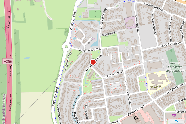 Brandweer-melding op Fluitekruidstraat, Goes op 21 juni, kaart-overzicht