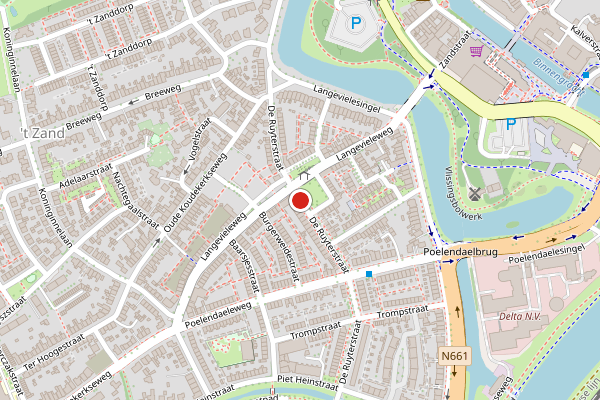 Brandweer-melding op De Ruyterstraat, Middelburg op 24 juni, kaart-overzicht