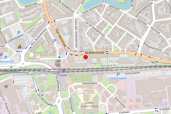 Brandweer-melding op Stationsplein, Goes op 24 juni, kaart-overzicht