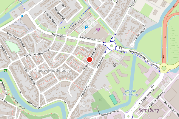 Brandweer-melding op Prinses Beatrixstraat, Middelburg op 24 juni, kaart-overzicht