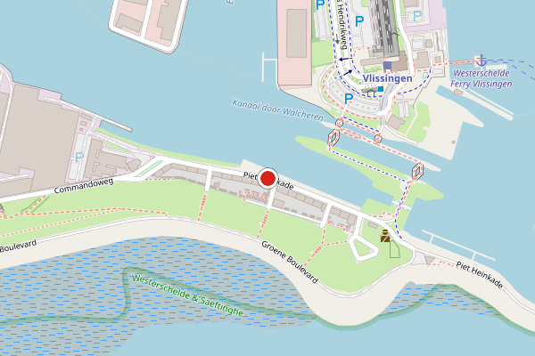 Brandweer-melding op Piet Heinkade, Vlissingen op 25 juni, kaart-overzicht