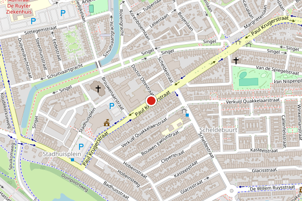 Brandweer-melding op Paul Krugerstraat, Vlissingen op 25 juni, kaart-overzicht
